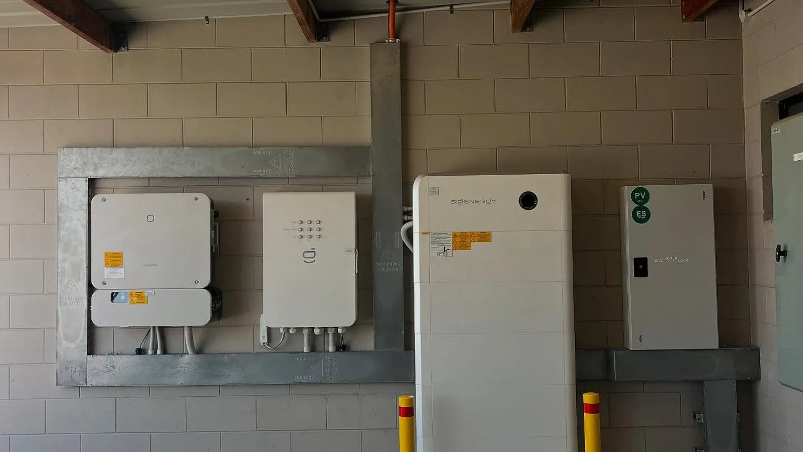 Newly installed switchboards mounted in a commercial plant room